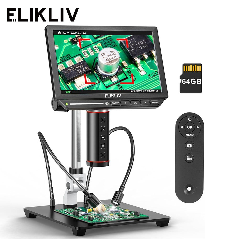 Electronics Repair Microscope - Elikliv EM4K-AF التركيز التلقائي 4K مجهر
