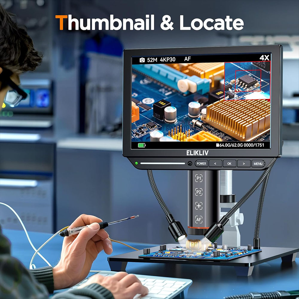 Elikliv EM4K-AF التركيز التلقا - مراجعة Electronics Repair Microscope وسعره