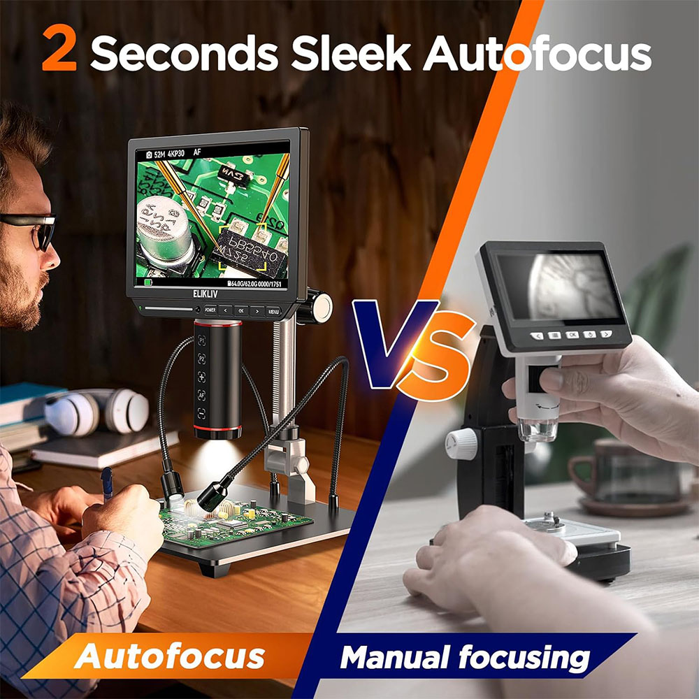 Elikliv EM4K-AF التركيز التلقا - مراجعة Electronics Repair Microscope وسعره